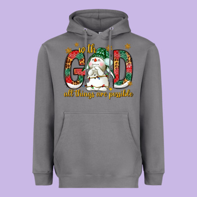 With God All Things Are Possible With Snowman Heavyweight Hoodie Designed By Nancycooperartshop