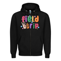 Black i'm just here for the field trip Zipper Hoodie - MaliasSmallBusiness