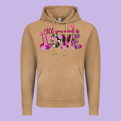 All You Need Is Love Valentine's Day Vintage Hoodie Designed By Fadigitalartstudio