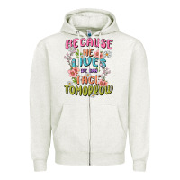 Oatmeal Heather because he lives face tomorrow Zipper Hoodie - MaliasSmallBusiness