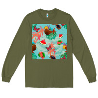 Army Green summer vibes seamless pattern Long Sleeve Tee - BundleAndBundleShop