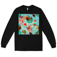 Black summer vibes seamless pattern Long Sleeve Tee - BundleAndBundleShop