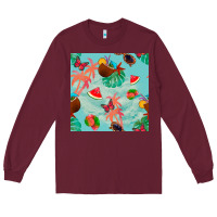 Burgundy summer vibes seamless pattern Long Sleeve Tee - BundleAndBundleShop