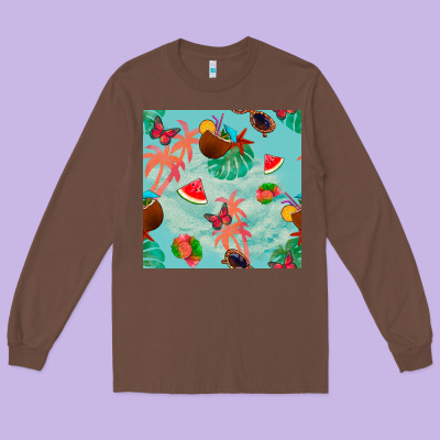 Summer Vibes Seamless Pattern Long Sleeve Tee Designed By Bundleandbundleshop