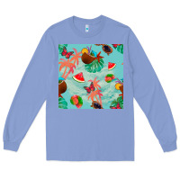 Colony Blue summer vibes seamless pattern Long Sleeve Tee - BundleAndBundleShop