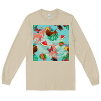 Mushroom summer vibes seamless pattern Long Sleeve Tee - BundleAndBundleShop