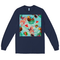 Navy summer vibes seamless pattern Long Sleeve Tee - BundleAndBundleShop