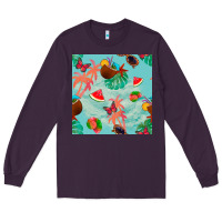 Plum summer vibes seamless pattern Long Sleeve Tee - BundleAndBundleShop