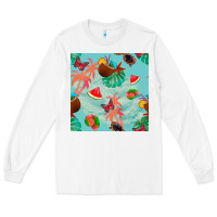 White summer vibes seamless pattern Long Sleeve Tee - BundleAndBundleShop