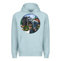 Blue Mist Black Angus Cattle and Calf Christmas Premium Hoodie - RanaPortraitStore