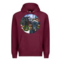 Burgundy Black Angus Cattle and Calf Christmas Premium Hoodie - RanaPortraitStore