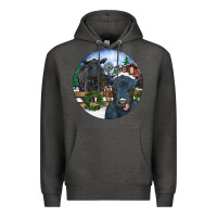 Charcoal Heather Black Angus Cattle and Calf Christmas Premium Hoodie - RanaPortraitStore