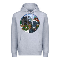 Heather Grey Black Angus Cattle and Calf Christmas Premium Hoodie - RanaPortraitStore
