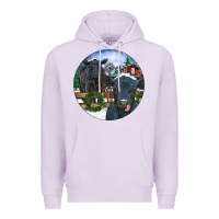 Lilac Black Angus Cattle and Calf Christmas Premium Hoodie - RanaPortraitStore
