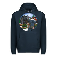 Navy Black Angus Cattle and Calf Christmas Premium Hoodie - RanaPortraitStore