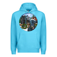 Ocean Blue Black Angus Cattle and Calf Christmas Premium Hoodie - RanaPortraitStore