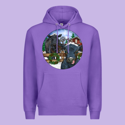 Black Angus Cattle And Calf Christmas Premium Hoodie Designed By Ranaportraitstore