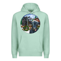Seafoam Black Angus Cattle and Calf Christmas Premium Hoodie - RanaPortraitStore