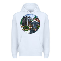 White Black Angus Cattle and Calf Christmas Premium Hoodie - RanaPortraitStore
