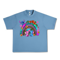 Pebble Blue stitch and lilo rainbow Urban Heavy Tee - AdoDesignShop