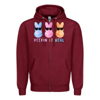 Burgundy peepin it real easter glitter Zipper Hoodie - MaliasSmallBusiness