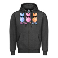 Charcoal Heather peepin it real easter glitter Zipper Hoodie - MaliasSmallBusiness