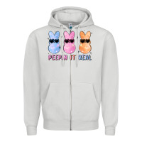 Peepin It Real Easter Glitter Zipper Hoodie | Teevron