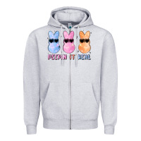 Heather Grey peepin it real easter glitter Zipper Hoodie - MaliasSmallBusiness