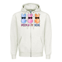 Oatmeal Heather peepin it real easter glitter Zipper Hoodie - MaliasSmallBusiness