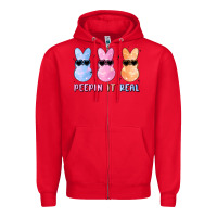 Red peepin it real easter glitter Zipper Hoodie - MaliasSmallBusiness