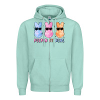 Seafoam peepin it real easter glitter Zipper Hoodie - MaliasSmallBusiness