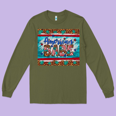 American Babe Leopard Gemstone Long Sleeve Tee Designed By Artiststas
