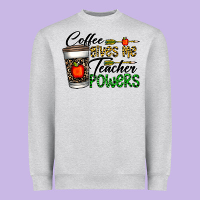 Coffee Gives Me Teacher Powers Heavyweight Sweatshirt Designed By Cowhidedigitalart
