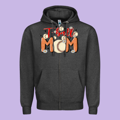 T Ball Mom Zipper Hoodie Designed By Maliassmallbusiness
