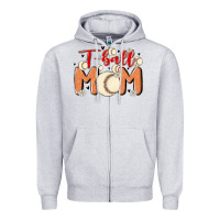 Heather Grey t ball mom Zipper Hoodie - MaliasSmallBusiness