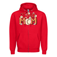 Red t ball mom Zipper Hoodie - MaliasSmallBusiness