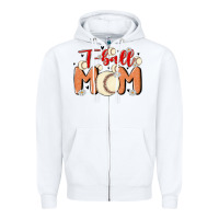 White t ball mom Zipper Hoodie - MaliasSmallBusiness
