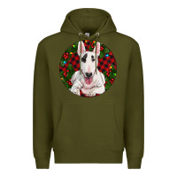 Army Green Christmas Bull Terrier Premium Hoodie - RanaPortraitStore