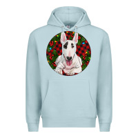 Blue Mist Christmas Bull Terrier Premium Hoodie - RanaPortraitStore