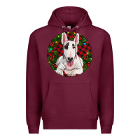 Burgundy Christmas Bull Terrier Premium Hoodie - RanaPortraitStore