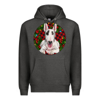 Charcoal Heather Christmas Bull Terrier Premium Hoodie - RanaPortraitStore
