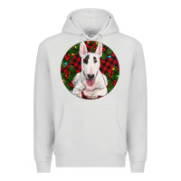 Dove Grey Christmas Bull Terrier Premium Hoodie - RanaPortraitStore
