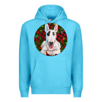 Ocean Blue Christmas Bull Terrier Premium Hoodie - RanaPortraitStore