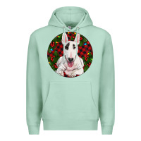 Seafoam Christmas Bull Terrier Premium Hoodie - RanaPortraitStore