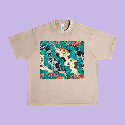 Turquoise Glitter Cowhide Urban Heavy Tee Designed By Jahusdesignshop