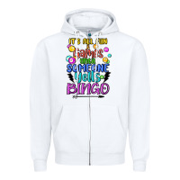 White bingo Zipper Hoodie - MaliasSmallBusiness