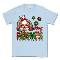 Dusty Blue merry pawmas christmas shih tzu Classic Tee - Jasminsmagicworld