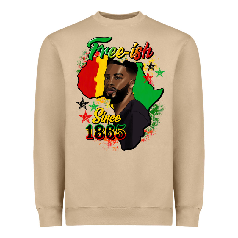 Free Ish Since 1865 Black Man Heavyweight Sweatshirt by HRA Design Shop | Teevron