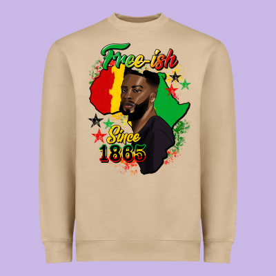 Free Ish Since 1865 Black Man Heavyweight Sweatshirt Designed By Hra Design Shop