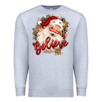 Heather Grey believe christmas santa claus Premium Sweatshirt - MaliasSmallBusiness